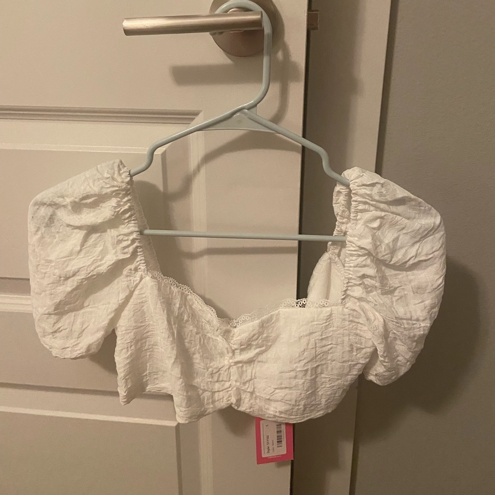 Edikted white cropped blouse